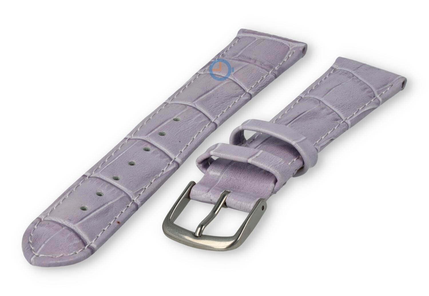 Crocoprint horlogeband leer - 18mm - lavendel