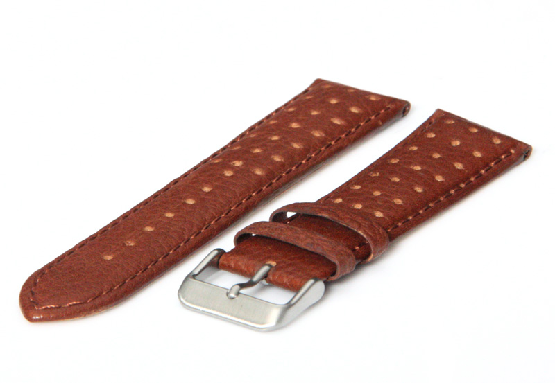 Horlogeband 22mm bruin leer ademend
