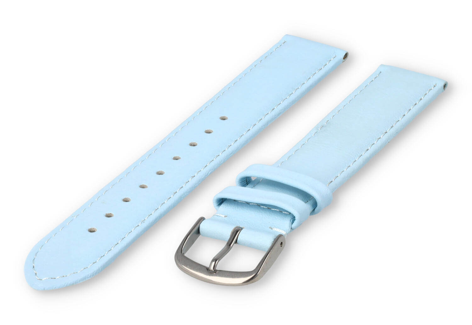 XL horlogeband glad leer - 18mm - ijsblauw
