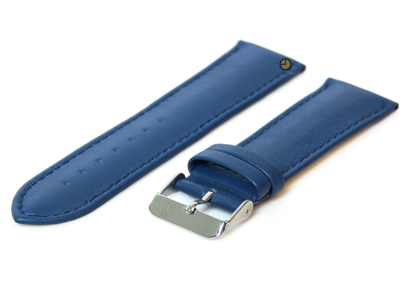 Horlogeband 22mm blauw kalfsleer