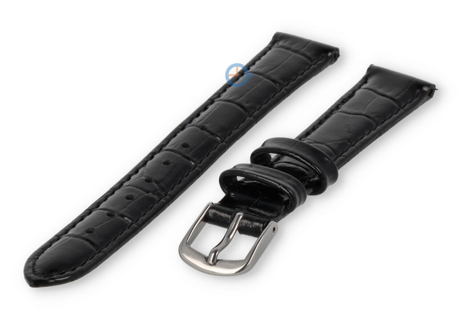 Leren bandje met krokoprint - 12mm - zwart