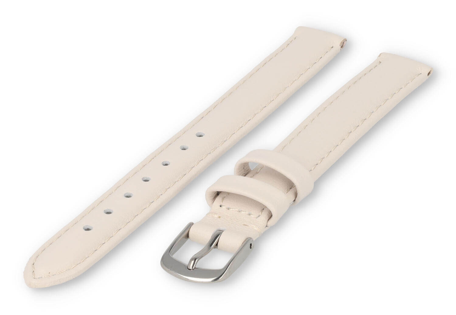 XL horlogeband glad leer - 12mm - creme