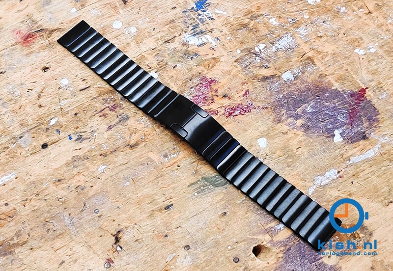 Horlogeband 22mm staal zwart - extra plat