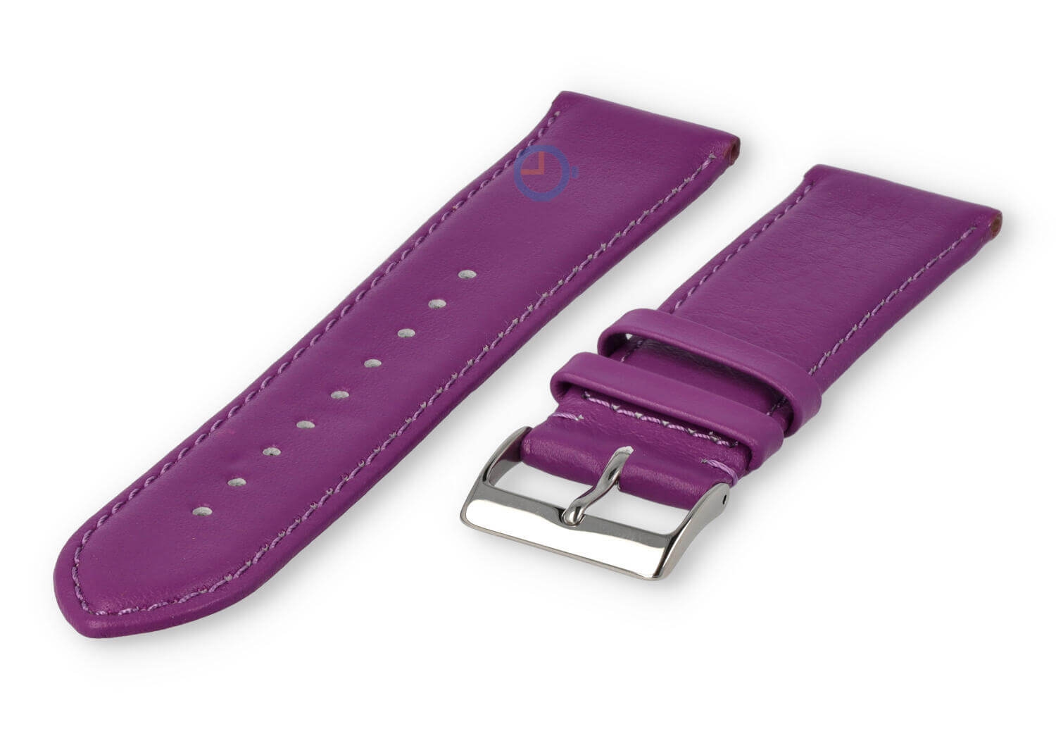 22mm horlogeband glad leer - paars