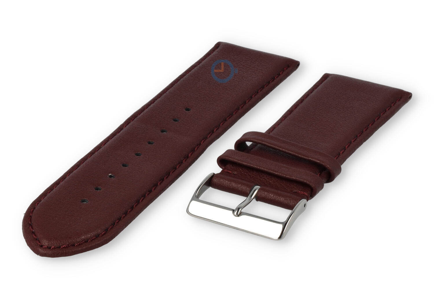 28mm horlogeband glad leer - bordeaux