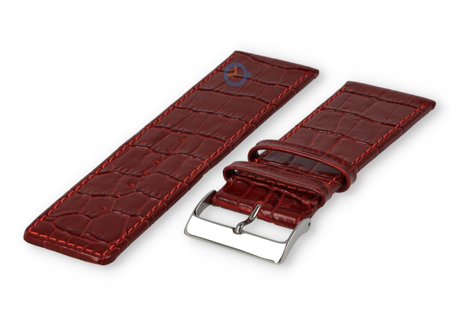 Kalfsleder band met croco-reliëf - 28mm - bordeaux