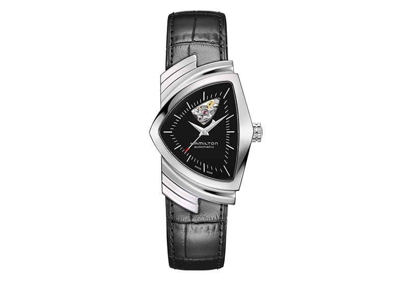 Hamilton horlogeband H24515732 - zwart leer