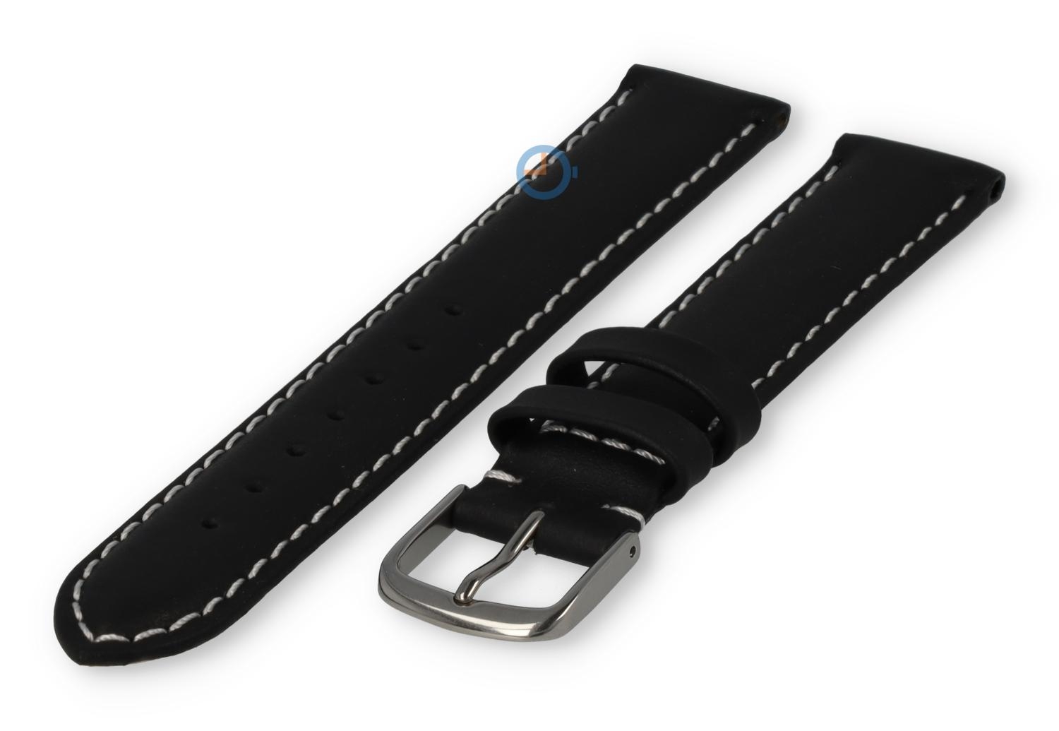 Oneven maat horlogeband leer - 15mm - zwart