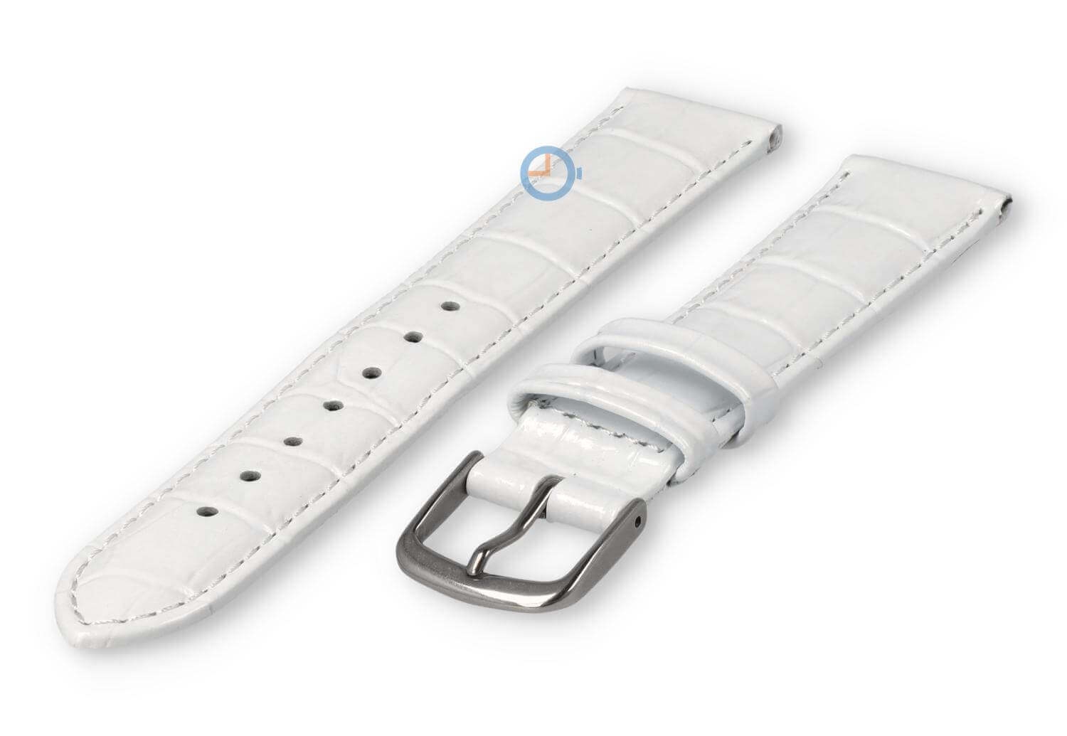 Crocoprint horlogeband leer - 18mm - wit