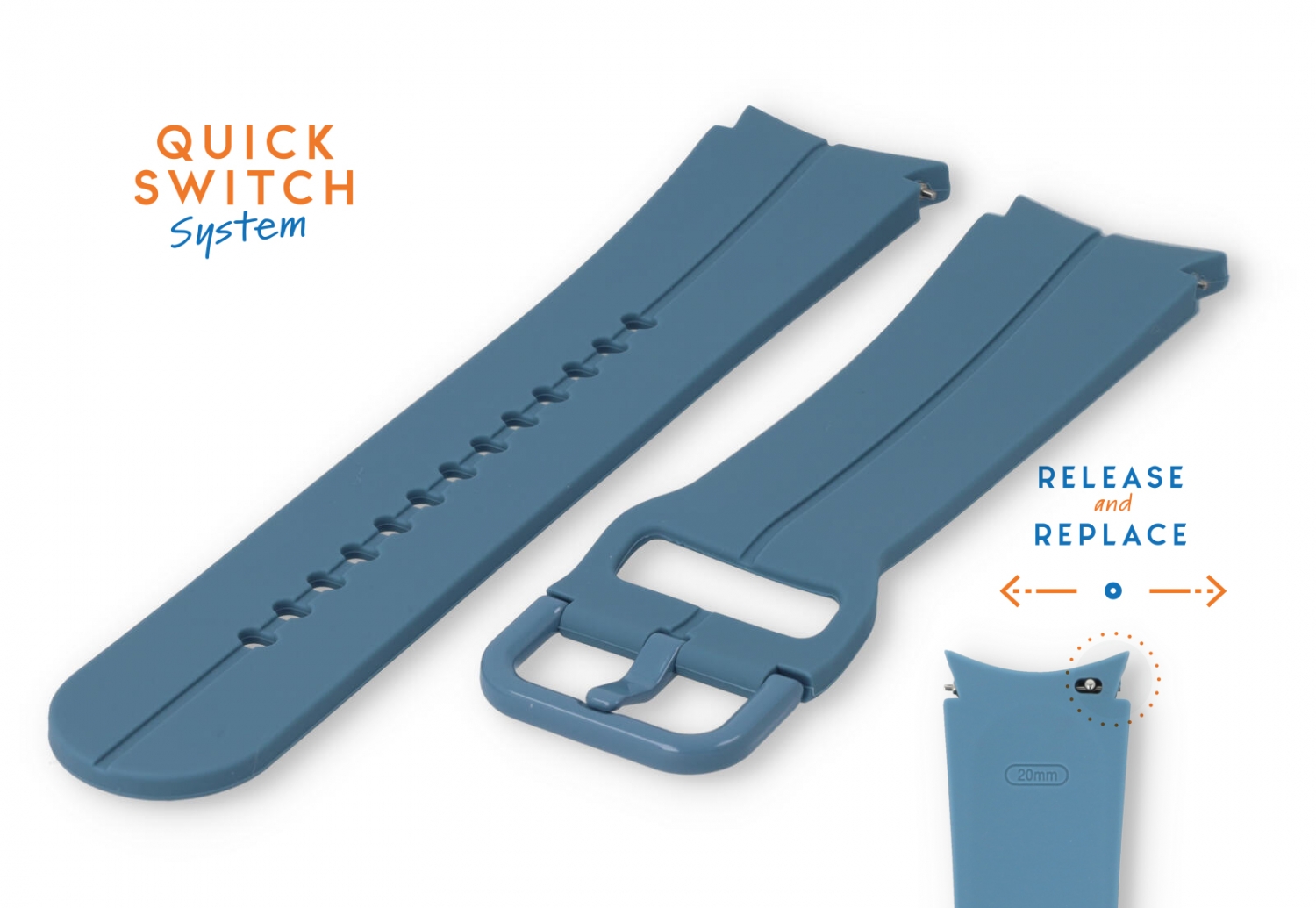 Samsung Galaxy Watch 5 & 6 bandje blauwgrijs - 20mm