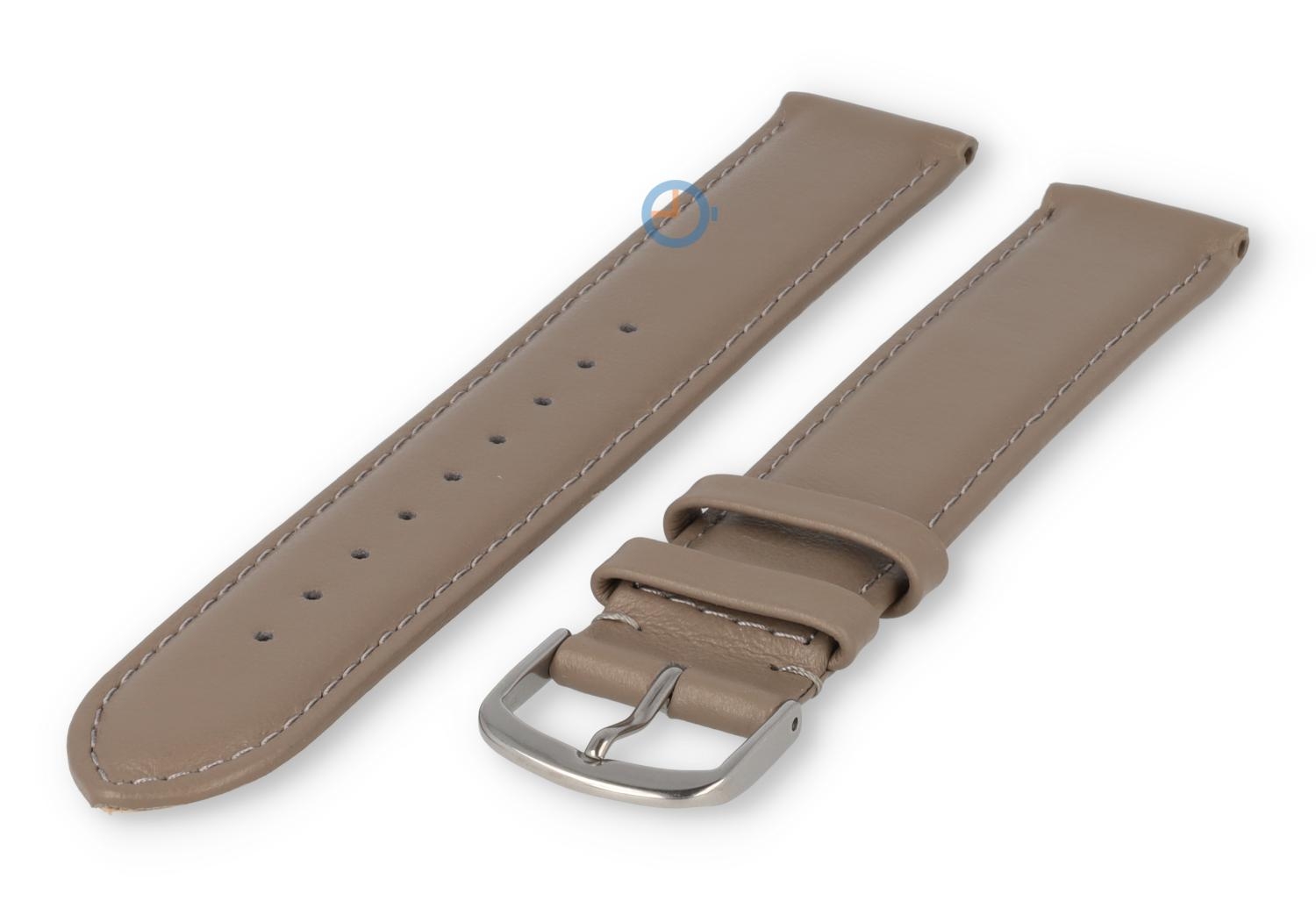 XL horlogeband glad leer - 18mm - taupe