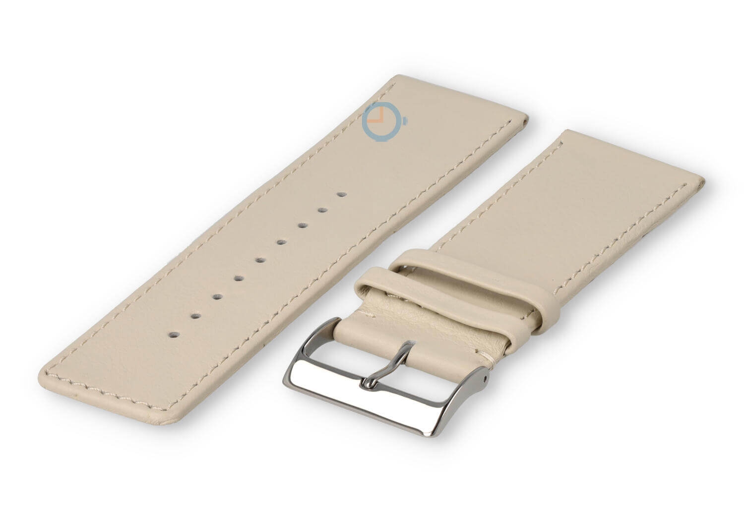 30mm horlogeband glad leer - creme