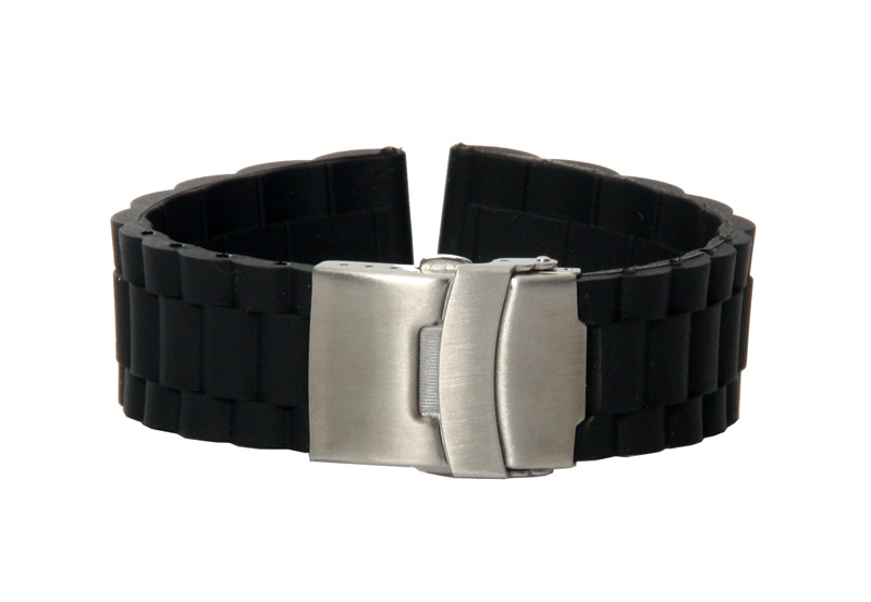 Horlogeband 22mm zwart rubber