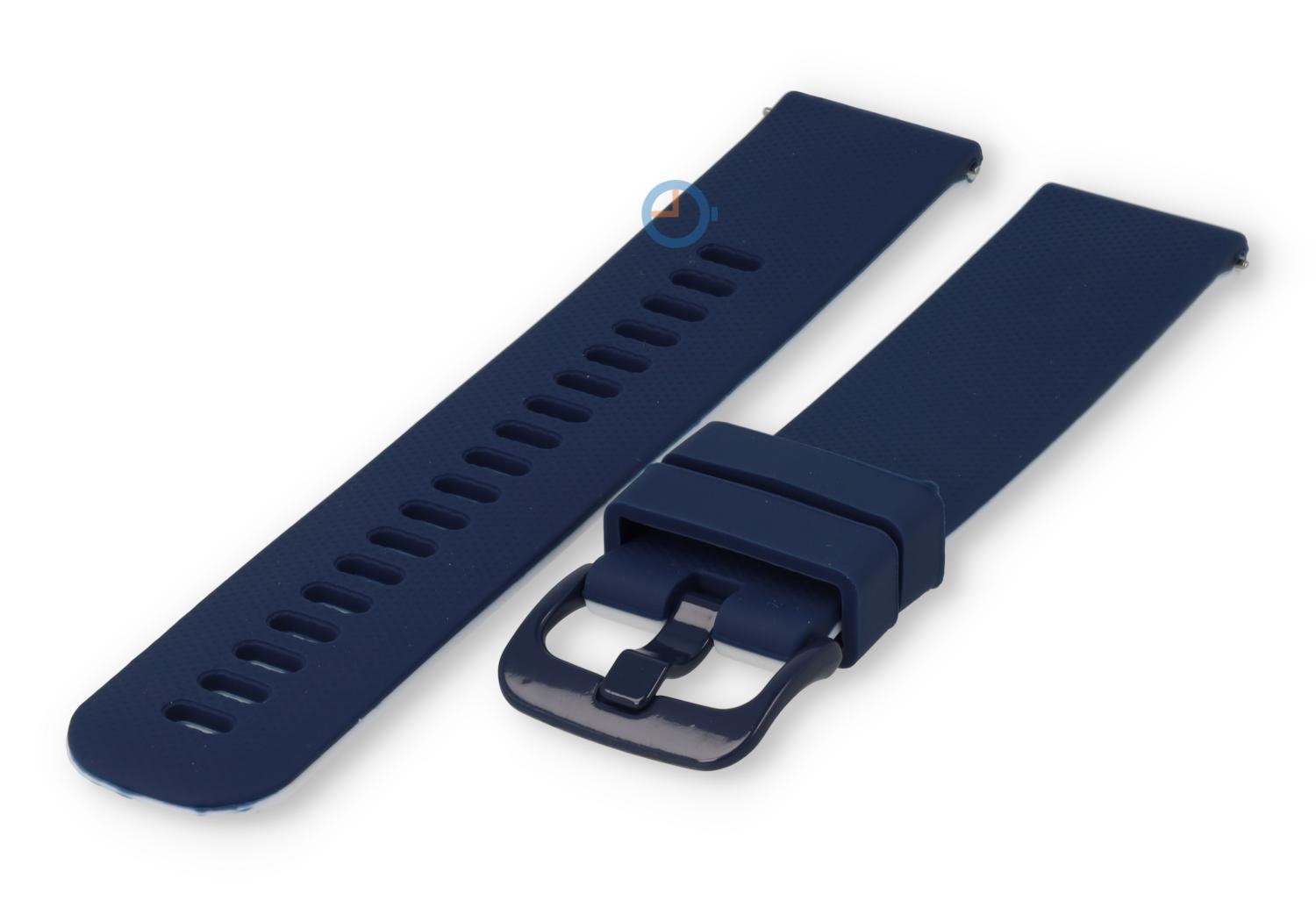 Siliconen horlogebandje 20mm - navy/wit