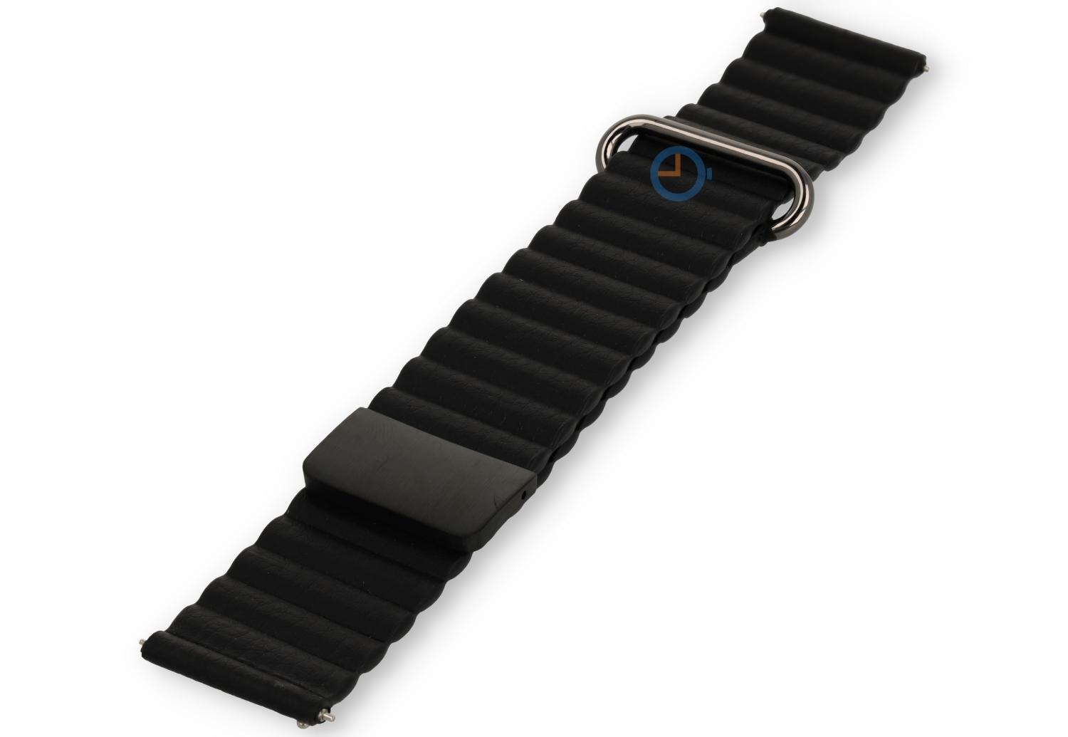22mm leren band met magneetsluiting - zwart