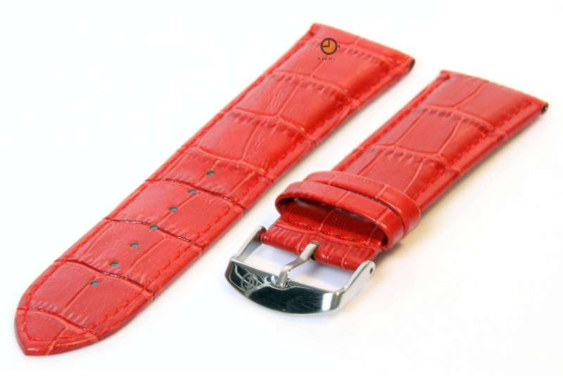 Horlogeband 22mm rood leer croco