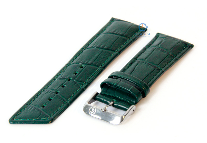 Horlogeband 24mm donkergroen leer croco