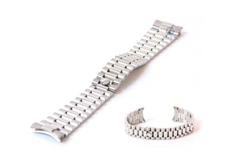 Rolex style horlogeband 20mm staal zilver