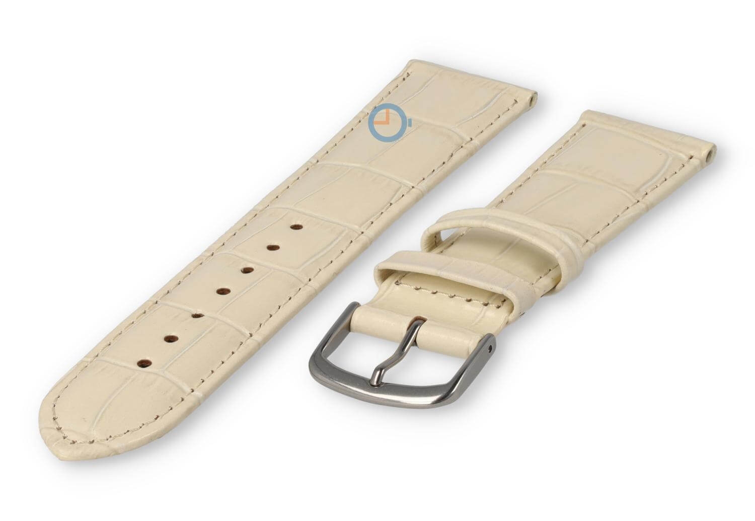 Leren horlogeband croco - 20mm - creme