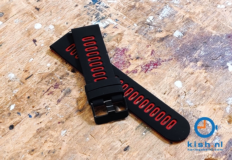 20mm siliconen horlogeband - zwart/rood