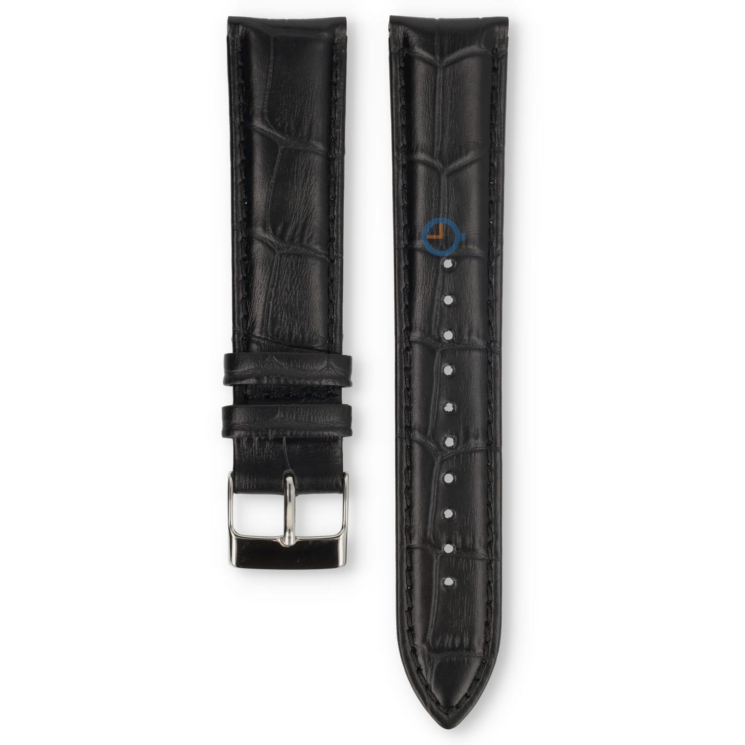Universele 20mm zwart leren horlogeband - Pulsar