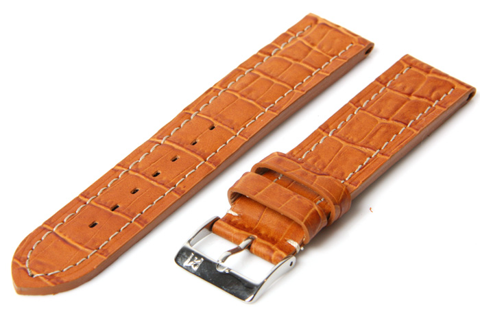 Horlogeband 24mm bruin croco
