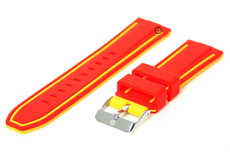 Omkeerbare horlogeband 20mm rood-geel siliconen