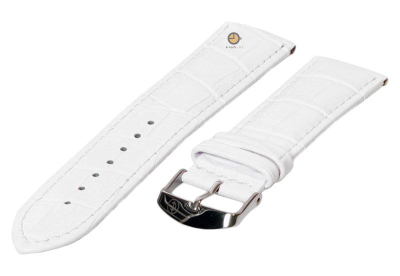 Horlogeband 24mm wit leer croco
