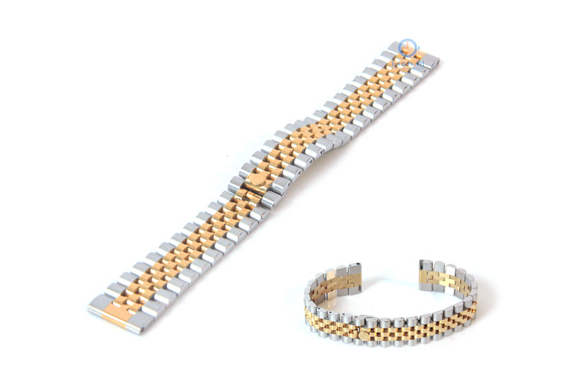 18mm Jubilee style horlogeband staal - zilver goud - deels gepolijst