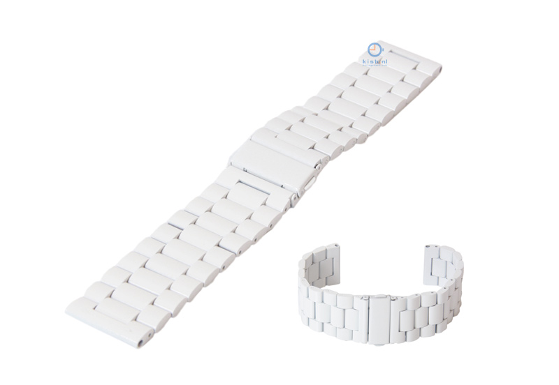 Horlogeband 24mm staal wit mat