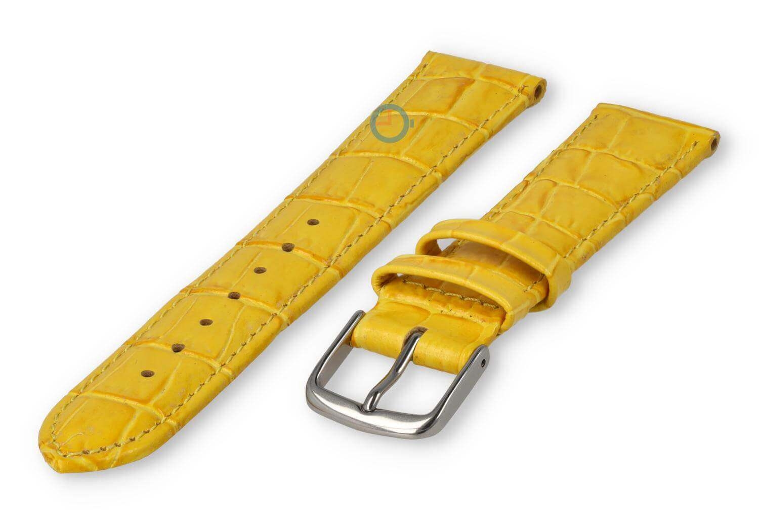 Crocoprint horlogeband leer - 18mm - geel