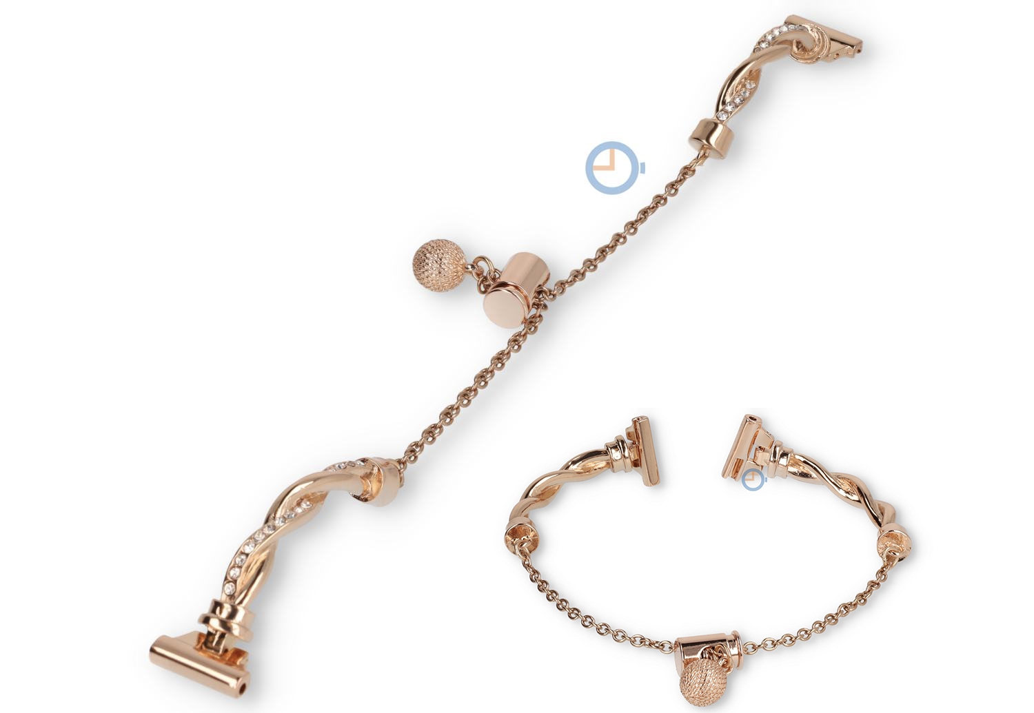 14mm sieraad horlogeband - rosegoud met diamantjes