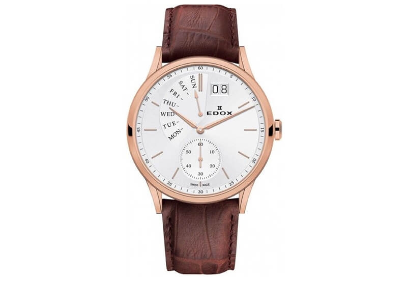 Edox Les Vauberts 34500 Horlogeband Bruin