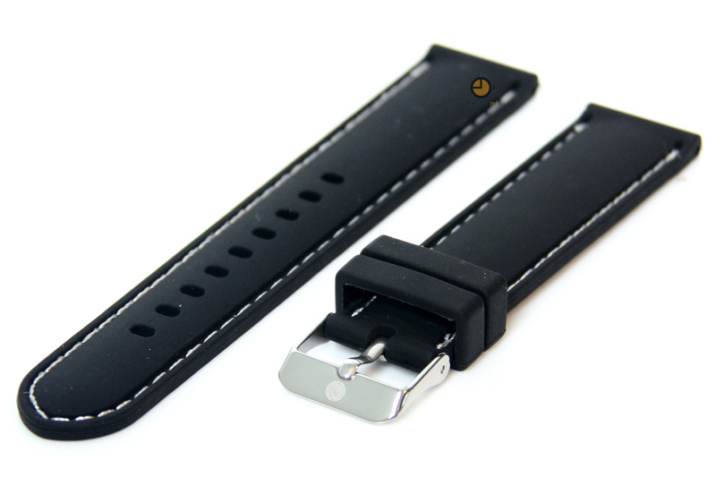 Horlogeband 18mm siliconen zwart-wit