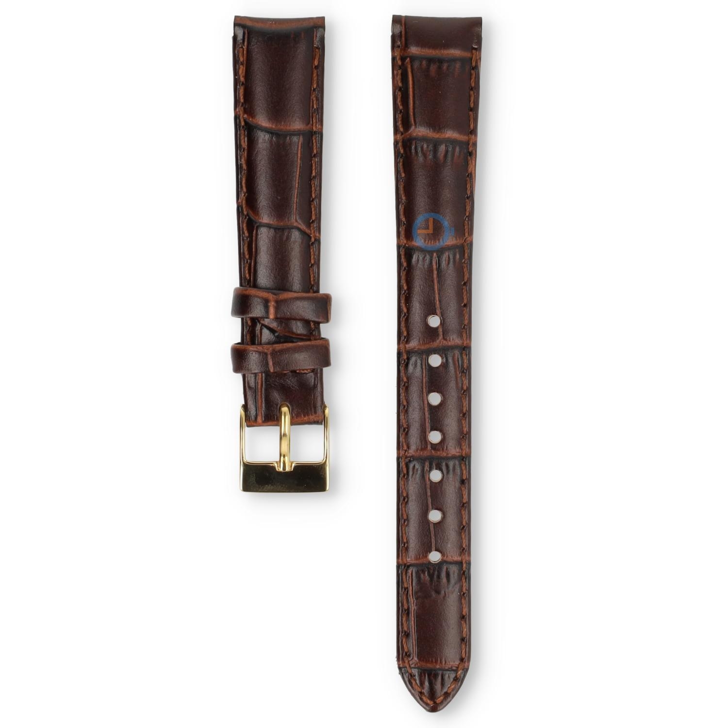 Universele 14mm bruin leren horlogeband - Pulsar