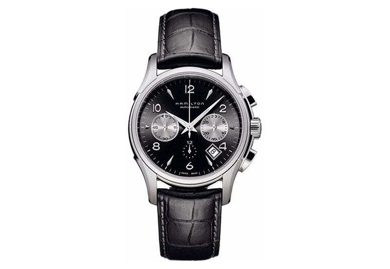 Hamilton horlogeband H32656833 - zwart leer