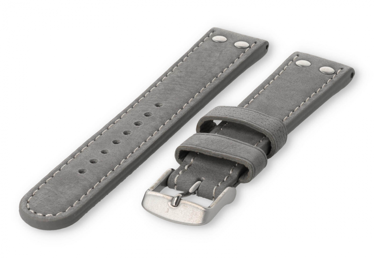 Flieger horlogeband 22mm lichtgrijs leer