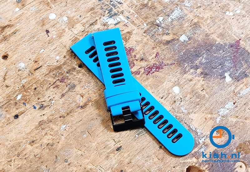 20mm siliconen horlogeband - lichtblauw/zwart