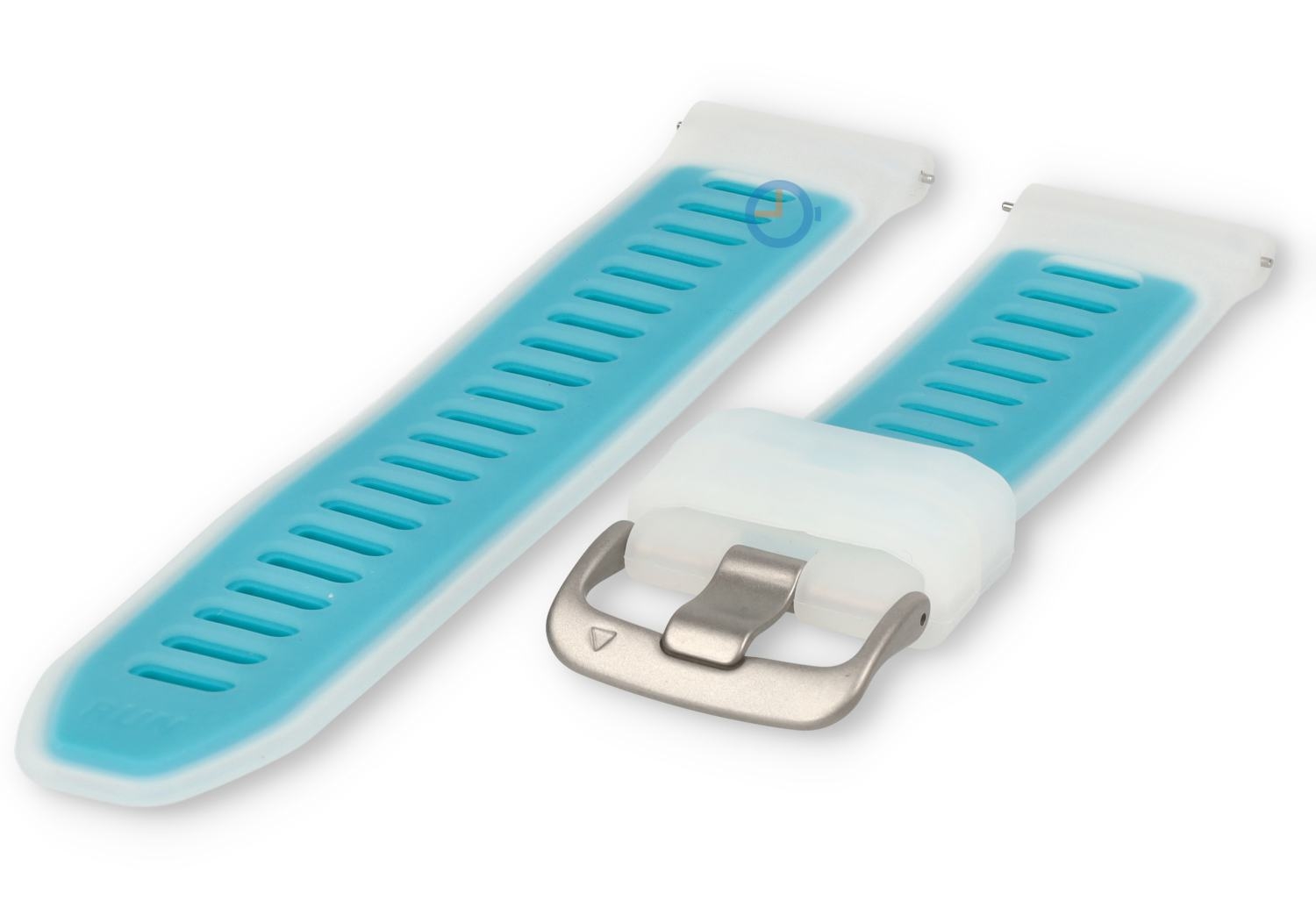 22mm horlogeband siliconen - transparant/blauw