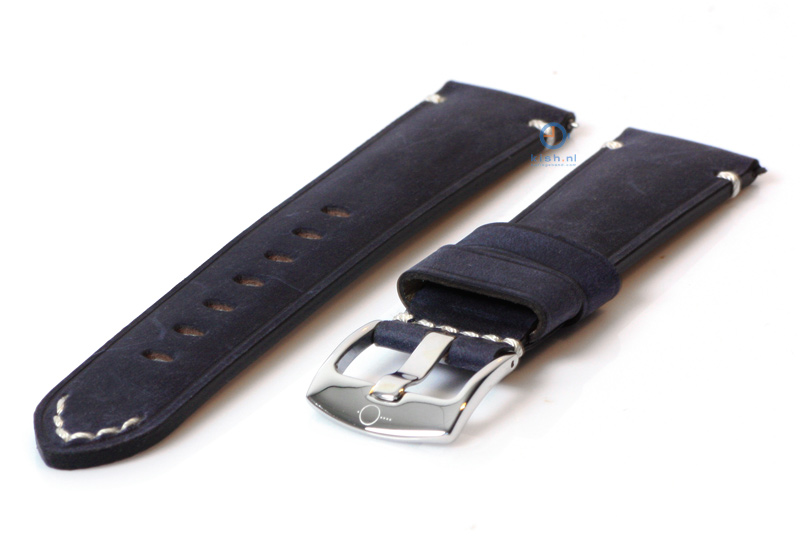 Vintage horlogeband 22mm marineblauw