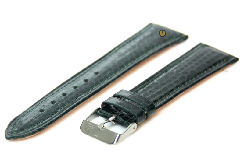 Horlogeband 20mm groen echt slangenleder