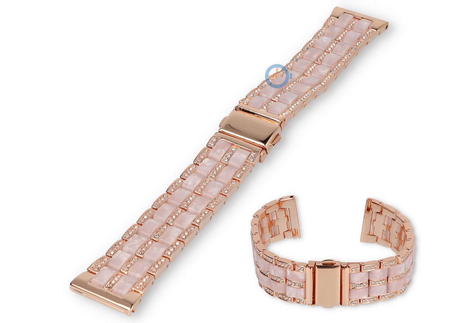 22mm moderne horlogeband staal/resin - rosegoud/roze