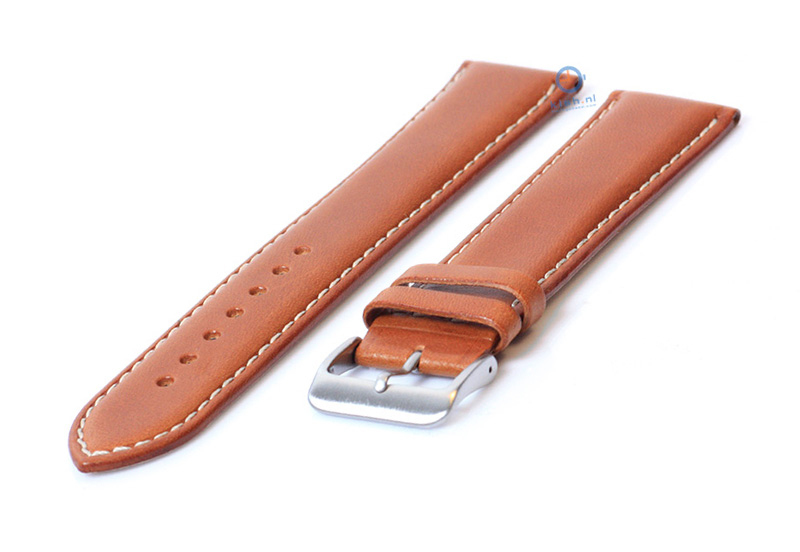 Extra lange horlogeband 22mm lichtbruin leer - XXL