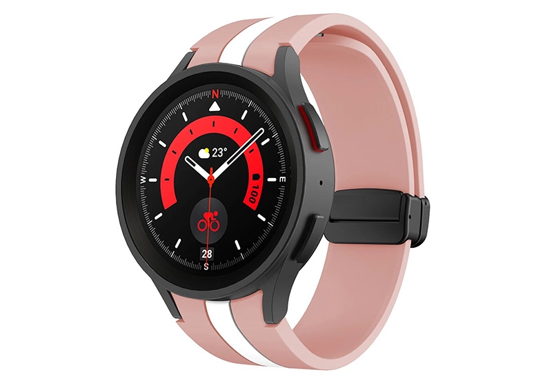 Samsung Galaxy Watch 5 bandje - roze/wit - magneetsluiting
