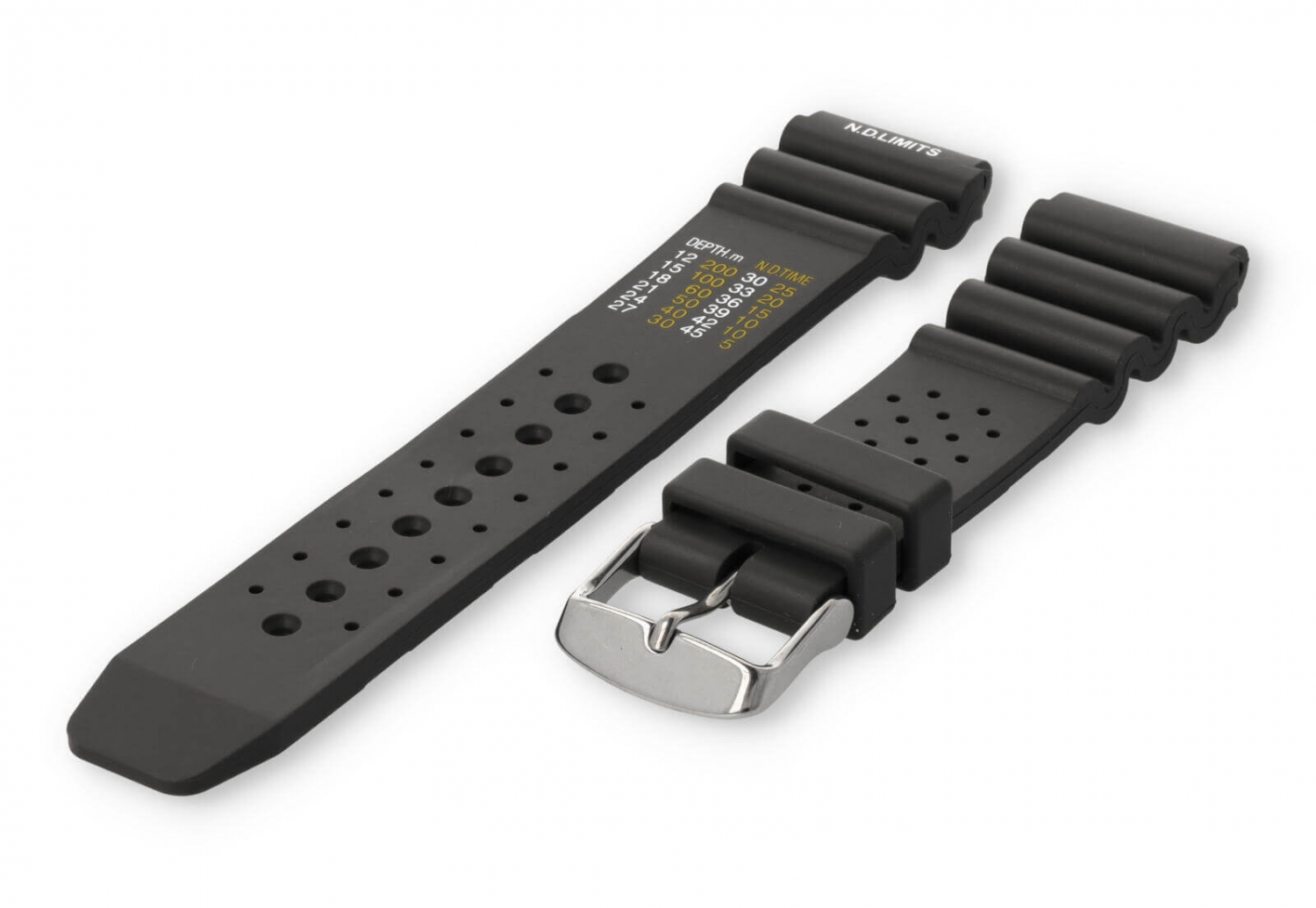 Horlogeband met duiktabel 22mm grijs kunststof
