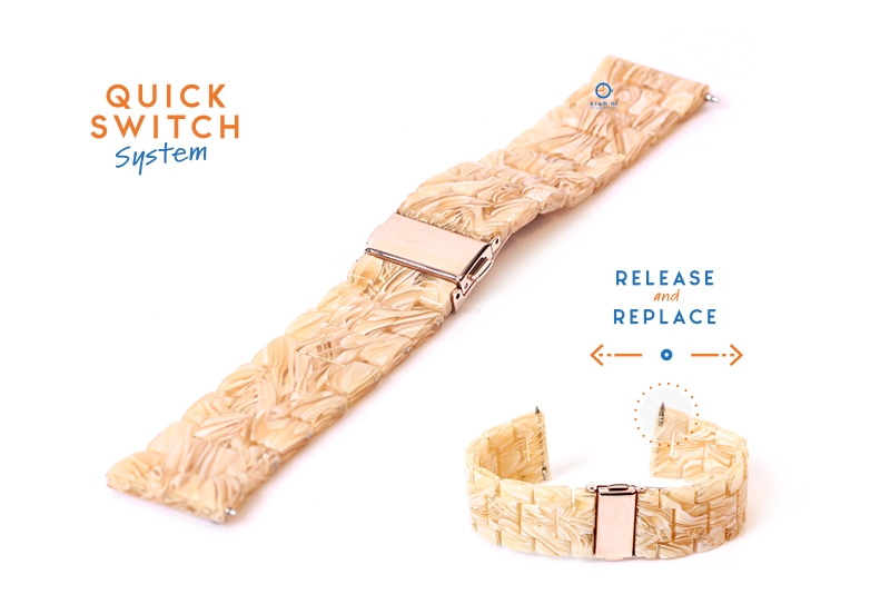 Horlogeband 20mm resin zuurstok beige