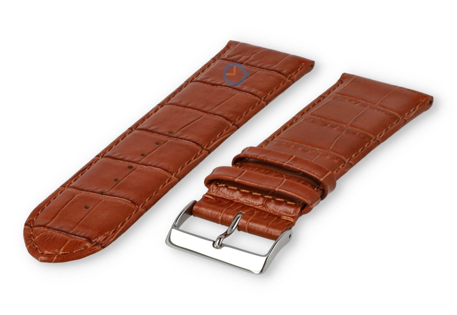 Kalfsleder XL band met croco-reliëf - 28mm - roestbruin