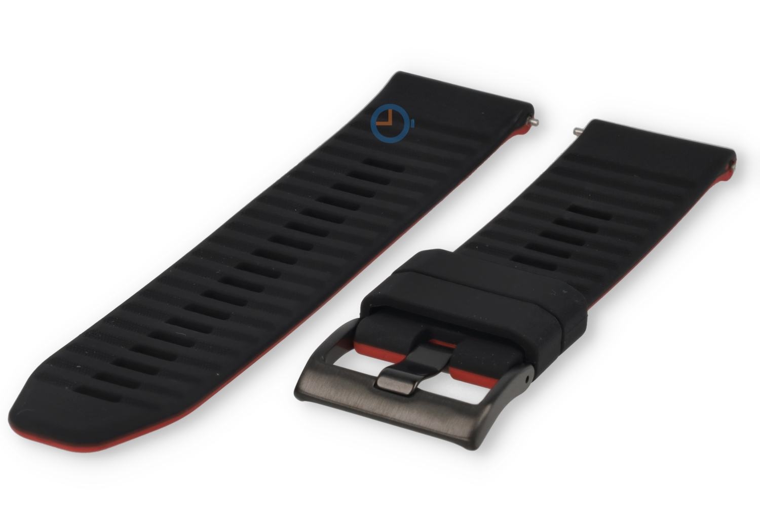 24mm siliconen horlogeband - zwart rood - snelwissel