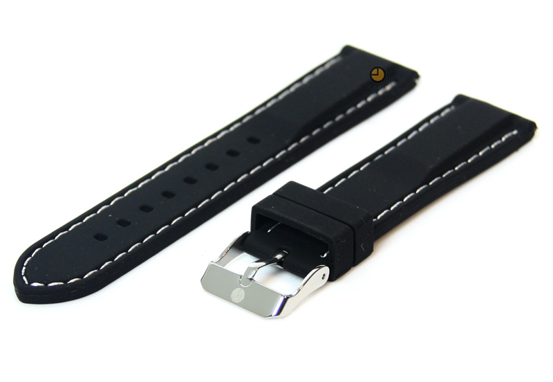 Horlogeband 18mm zwart-wit siliconen met quick-release