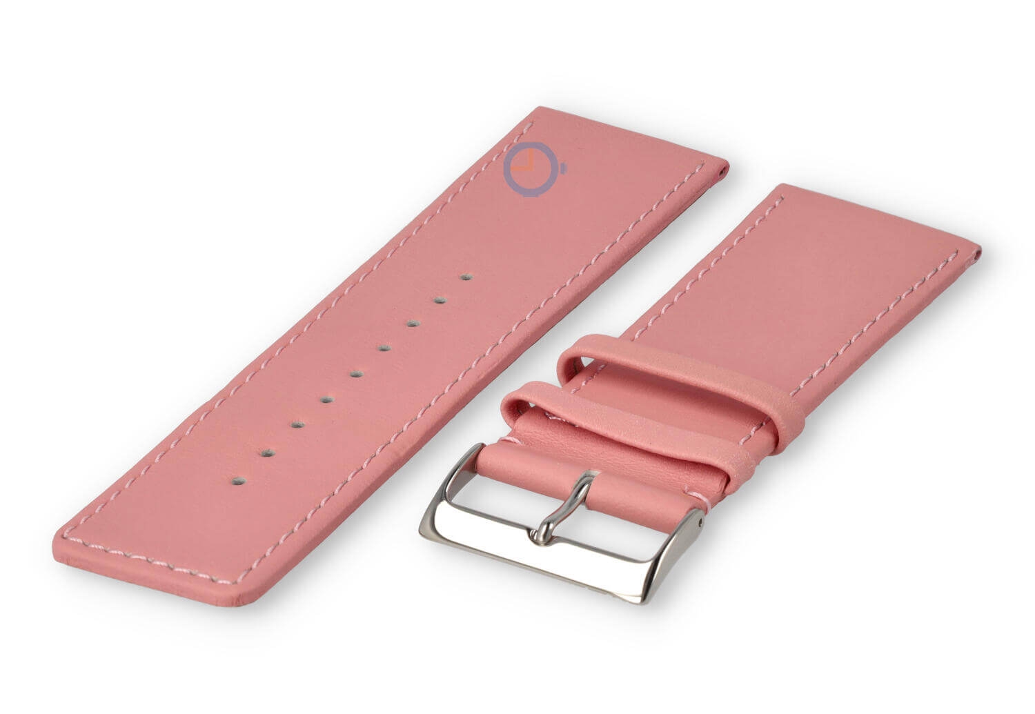 30mm horlogeband glad leer - lichtroze
